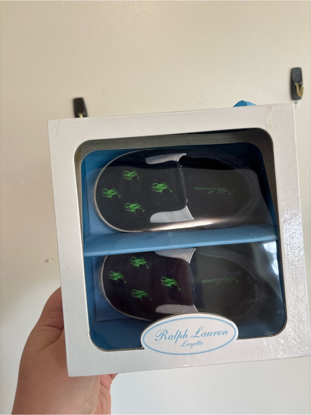 Ralph Lauren Navy & Green Baby Booties size 4